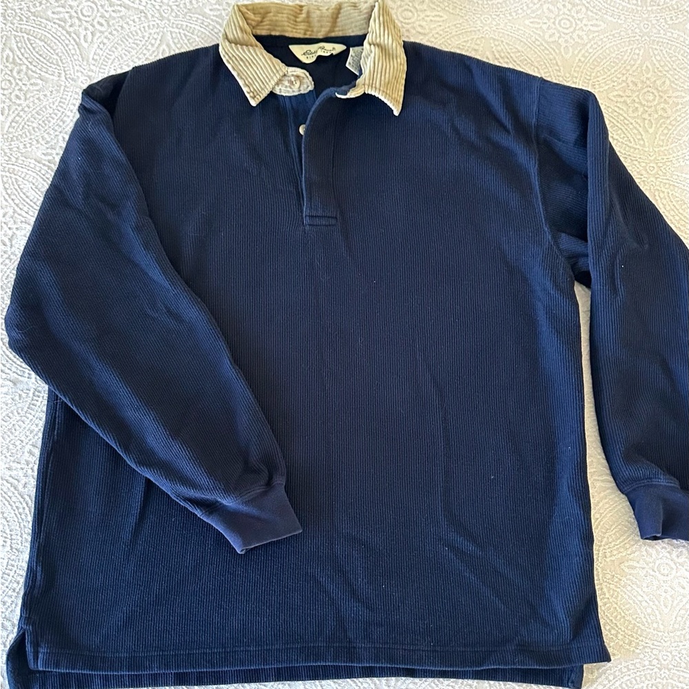 Men’s Eddie Bauer Navy Soft Collared Polo Style Pull Over Size Large